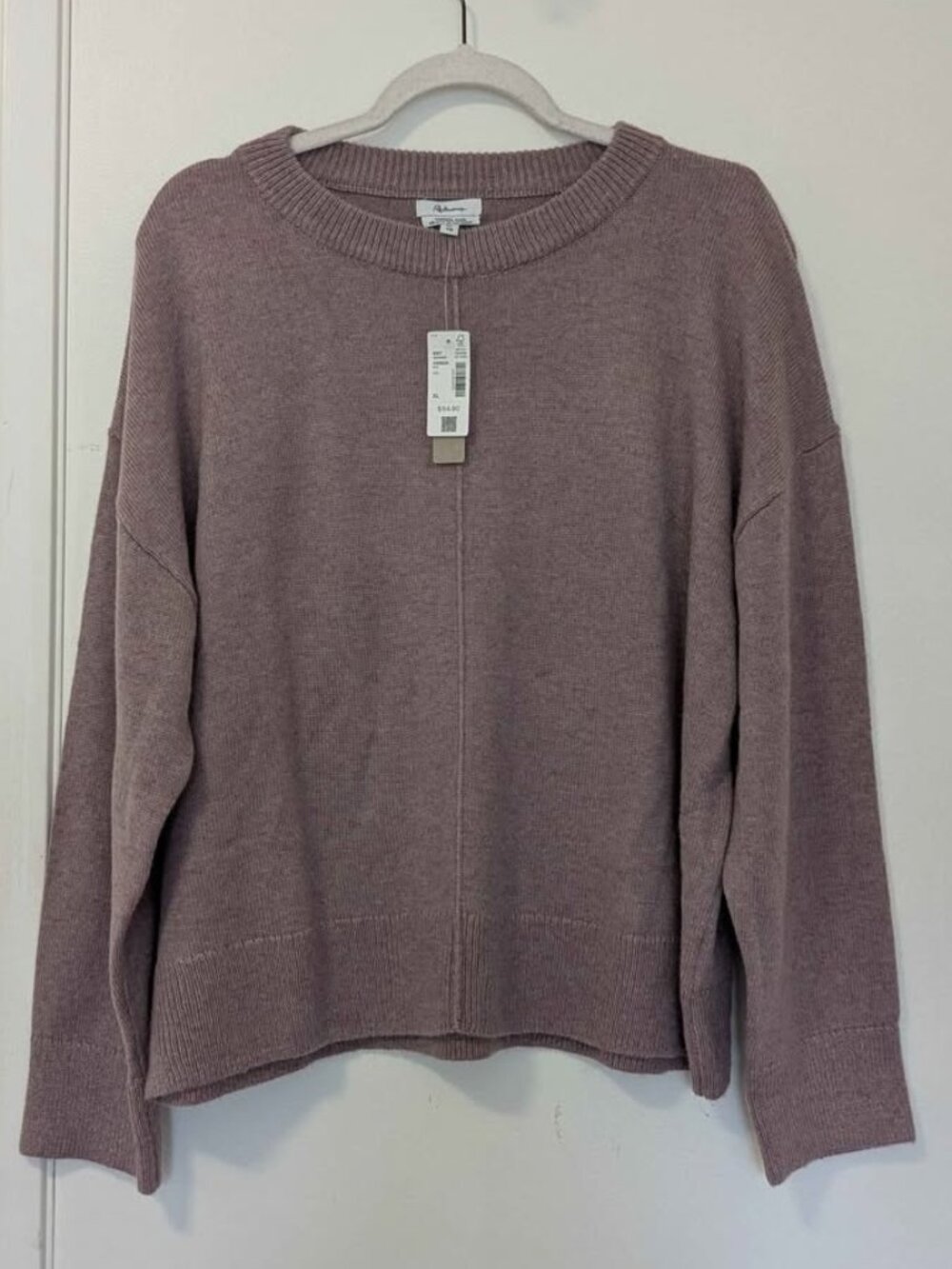 NWT Cashmere Blend Sweater XL Dusty Mauve Cozy Soft Crewneck Vertical Seam - Picture 3 of 8